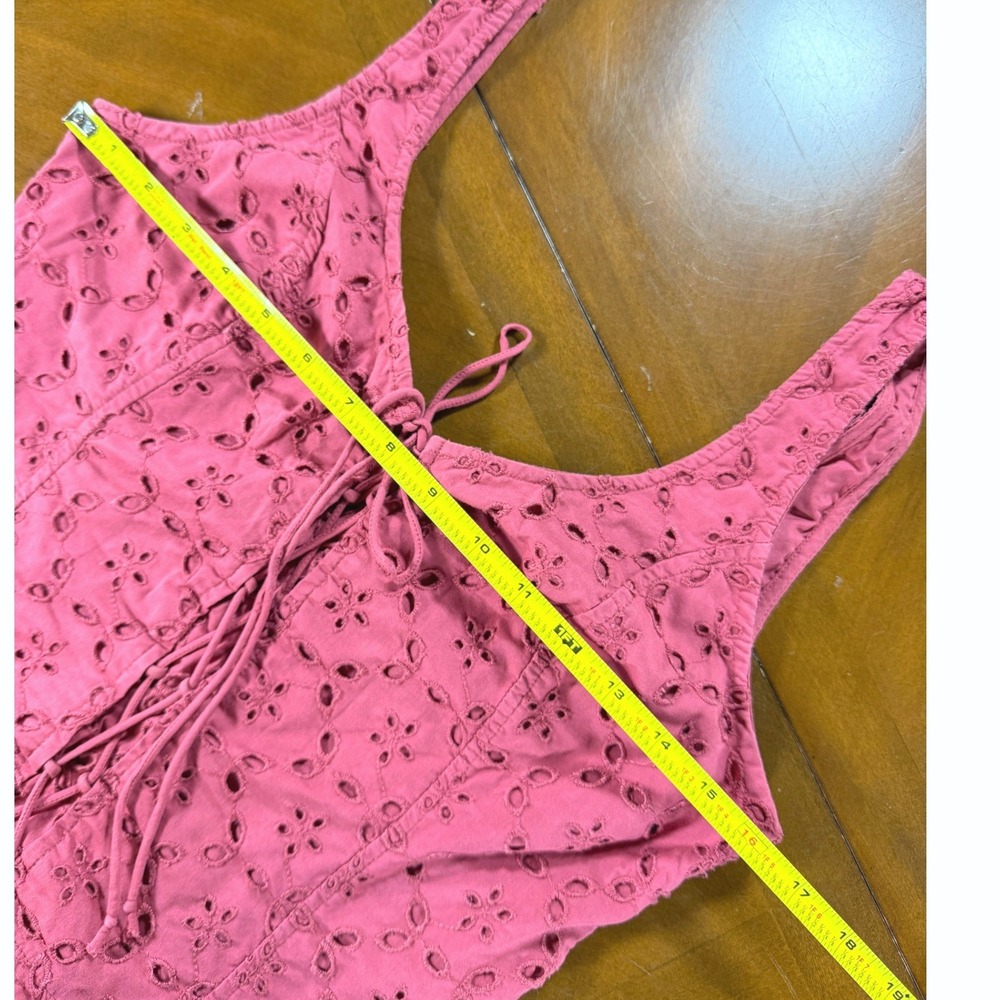 Abercrombie & Fitch Eyelet Tank Top Womens Medium Pink Lace Up Coquette Cottage - Picture 6 of 8